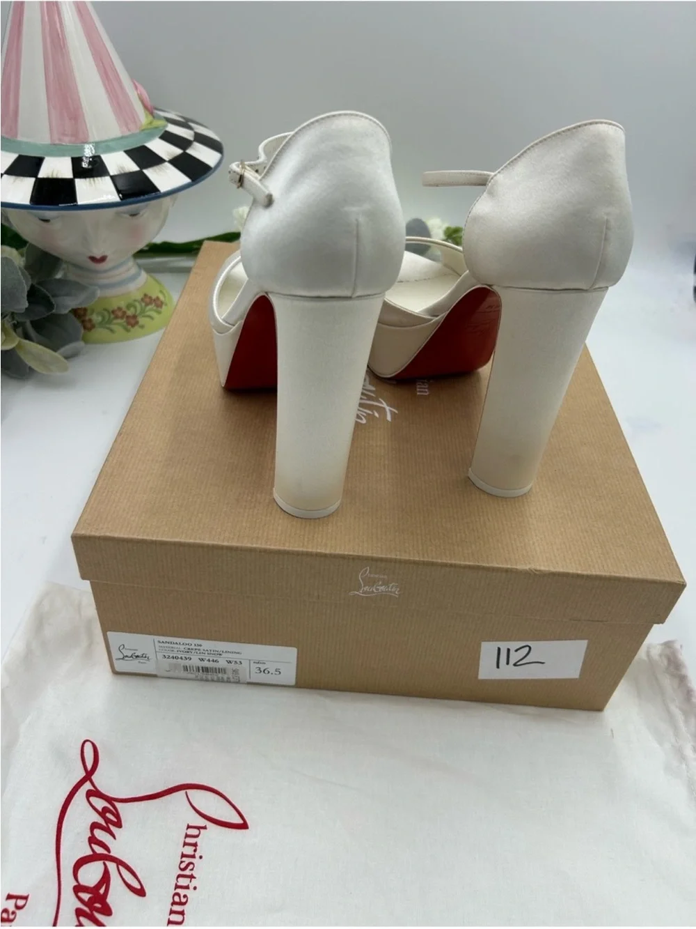 Women’s Christian Louboutin sandaloo 130mm sandals in ivory crêpe satin 36.5